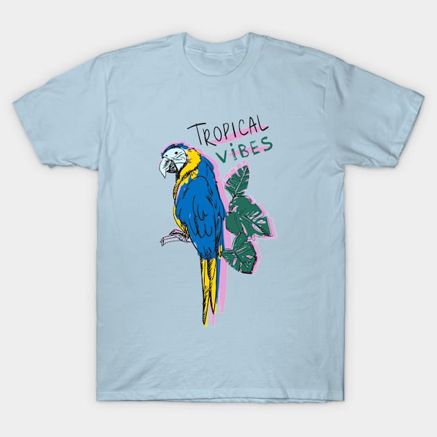 Parrot macaw tropical vibes T-Shirt by Mako Design 